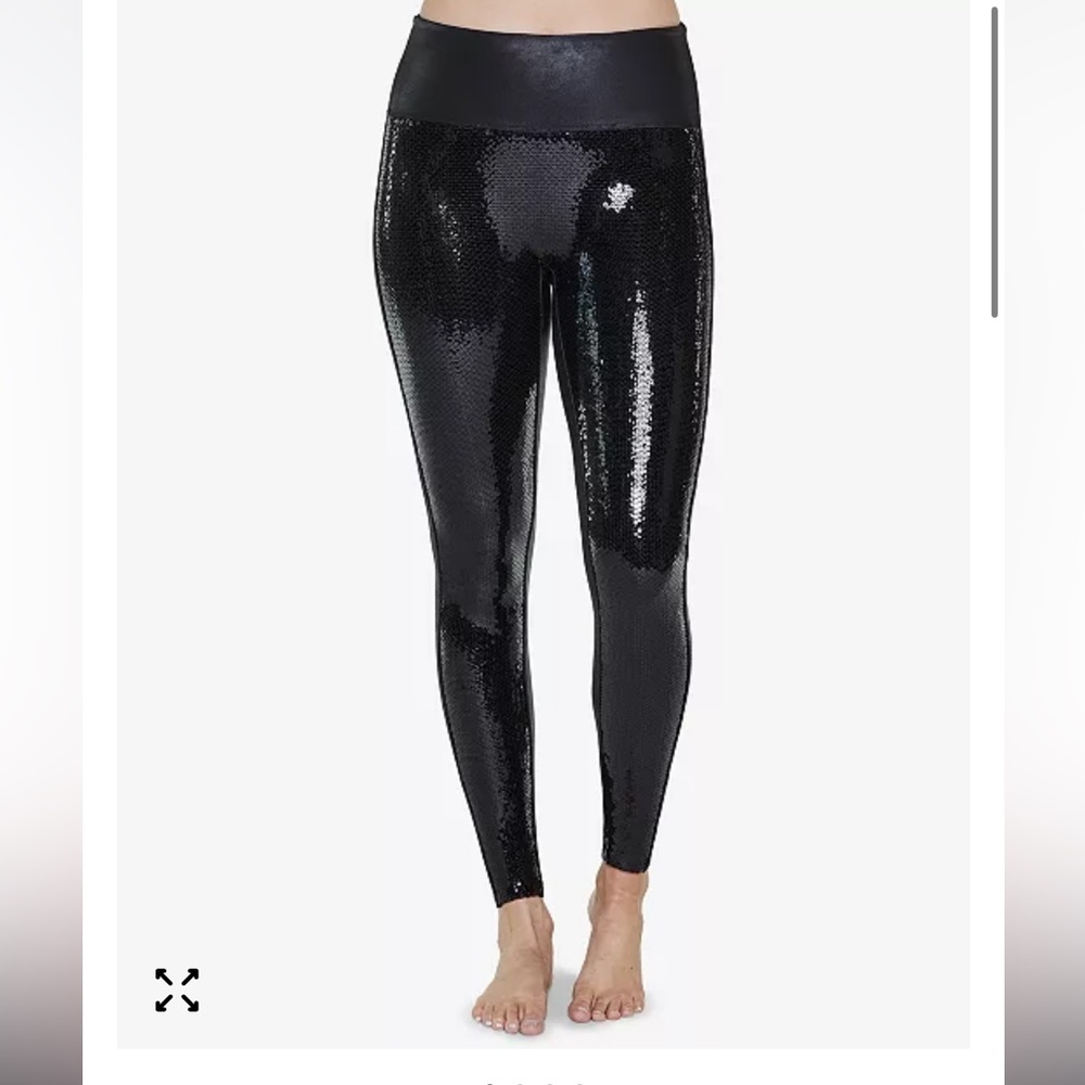 Spanx faux leather sequin leggings high waist shaping M- NEW